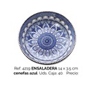 ENSALADERA 14 X 3.5 CM CENEFAS AZUL