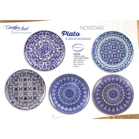 PLATOS CENEFAS AZUL 29.5 X 29.5 CM 5 DEC