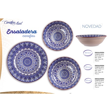 ENSALADERA CENEFAS AZUL 15.5 X 15.5 CM