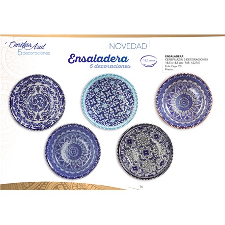 ENSALADERA CENEFAS AZUL 18.5 X 18.5 CM 5 DEC
