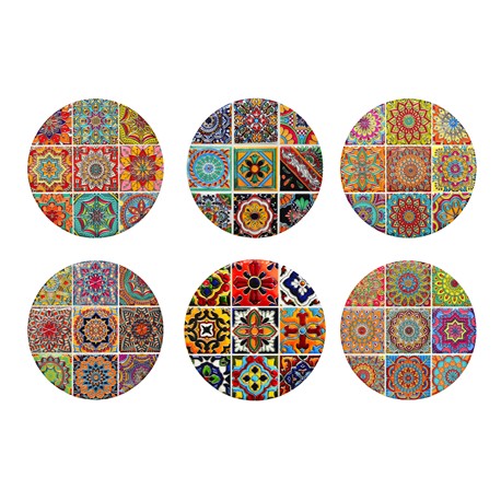 AZULEJO REDONDO BRILLANTE DE 16 X 16 CM SURTIDA