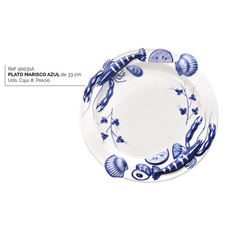 PLATO MARISCO AZUL DE 33  CM