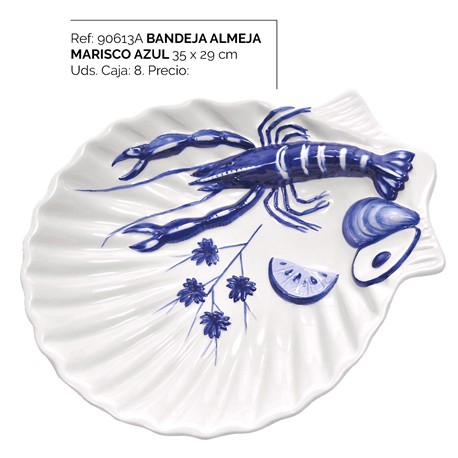 BANDEJA ALMEJA MARISCO AZUL 35 X 29 CM