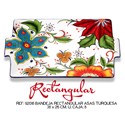 BANDEJA RECT ASAS TURQUESA 38 X 26 CM
