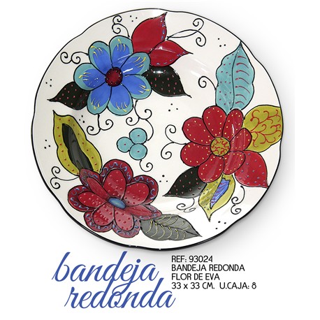 BANDEJA REDONDA FLOR EVA  33 X 33 CM