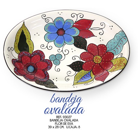 BANDEJA OVALADA FLOR EVA  39 X 28 CM