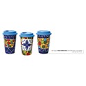 VASO AMERICANO CON TAPA 12.8 x 9 cm TRICOLOR