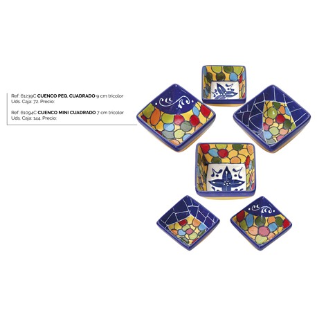 CUENCO PEQ. CUADRADO 9 CM TRICOLOR