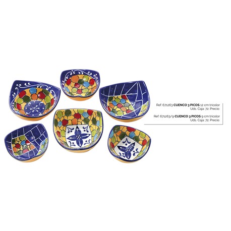 CUENCO 3 PICOS  9 CM TRICOLOR