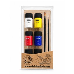 PINTURAS ACUARELAS 6 COLORES DE 12 ML Y 2 BROCHAS
