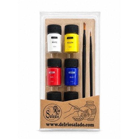 PINTURAS ACUARELAS 6 COLORES DE 12 ML Y 2 BROCHAS